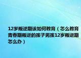 12岁叛逆期该如何教育（怎么教育青春期叛逆的孩子男孩12岁叛逆期怎么办）