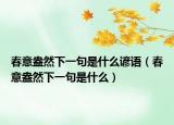 春意盎然下一句是什么谚语（春意盎然下一句是什么）