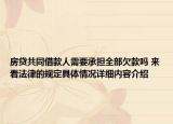 房贷共同借款人需要承担全部欠款吗 来看法律的规定具体情况详细内容介绍