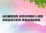 当日最新消息 房贷共同借款人需要承担全部欠款吗 来看法律的规定