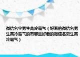 微信名字男生高冷霸气（好看的微信名男生高冷霸气的有哪些好看的微信名男生高冷霸气）