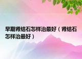 早期肾结石怎样治最好（肾结石怎样治最好）