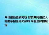 今日最新更新内容 房贷共同借款人需要承担全部欠款吗 来看法律的规定