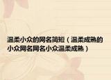 温柔小众的网名简短（温柔成熟的小众网名网名小众温柔成熟）