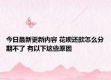 今日最新更新内容 花呗还款怎么分期不了 有以下这些原因