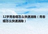 12岁青春痘怎么快速消除（青春痘怎么快速消除）