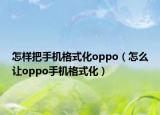 怎样把手机格式化oppo（怎么让oppo手机格式化）