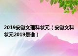 2019安徽文理科状元（安徽文科状元2019是谁）