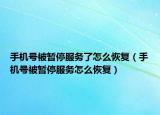 手机号被暂停服务了怎么恢复（手机号被暂停服务怎么恢复）