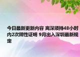 今日最新更新内容 离深须持48小时内2次阴性证明 9月出入深圳最新规定