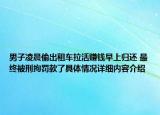 男子凌晨偷出租车拉活赚钱早上归还 最终被刑拘罚款了具体情况详细内容介绍