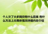 个人欠了太多网贷有什么后果 有什么方法上岸具体情况详细内容介绍