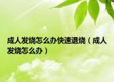 成人发烧怎么办快速退烧（成人发烧怎么办）