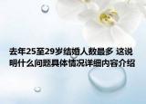 去年25至29岁结婚人数最多 这说明什么问题具体情况详细内容介绍
