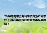 2020年有哪些专科学校升为本科学校（2020年专科院校升为本科有哪些）