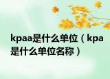 kpaa是什么单位（kpa是什么单位名称）