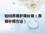 如何养肾护肾补肾（养肾补肾方法）