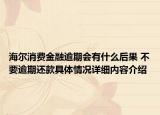 海尔消费金融逾期会有什么后果 不要逾期还款具体情况详细内容介绍