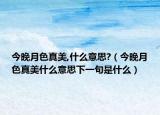 今晚月色真美,什么意思?（今晚月色真美什么意思下一句是什么）