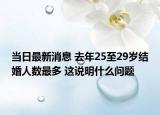 当日最新消息 去年25至29岁结婚人数最多 这说明什么问题