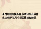 今日最新更新内容 在农村创业做什么生意好 这几个项目比较有前景