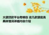 大额贷款平台有哪些 这几款额度高具体情况详细内容介绍