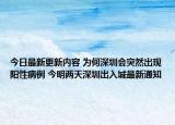 今日最新更新内容 为何深圳会突然出现阳性病例 今明两天深圳出入城最新通知