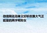 微信网名简单又好听优雅大气正能量的两字昵称女