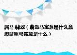属马 翡翠（翡翠马寓意是什么意思翡翠马寓意是什么）