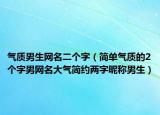 气质男生网名二个字（简单气质的2个字男网名大气简约两字昵称男生）