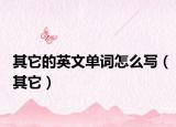 其它的英文单词怎么写（其它）