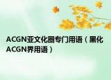 ACGN亚文化圈专门用语（黑化 ACGN界用语）