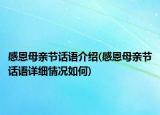 感恩母亲节话语介绍(感恩母亲节话语详细情况如何)