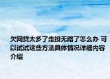 欠网贷太多了走投无路了怎么办 可以试试这些方法具体情况详细内容介绍
