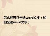 怎么样可以全选word文字（如何全选word文字）
