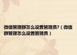 微信管理群怎么设置管理员?（微信群管理怎么设置管理员）