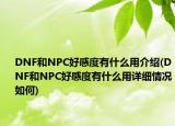 DNF和NPC好感度有什么用介绍(DNF和NPC好感度有什么用详细情况如何)
