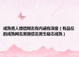 成熟男人微信网名有内涵有深度（有品位的成熟网名男微信名男生励志成熟）