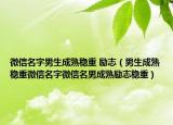 微信名字男生成熟稳重 励志（男生成熟稳重微信名字微信名男成熟励志稳重）