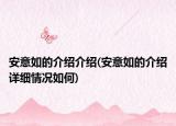 安意如的介绍介绍(安意如的介绍详细情况如何)
