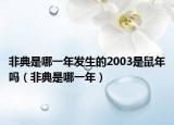 非典是哪一年发生的2003是鼠年吗（非典是哪一年）