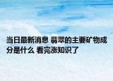 当日最新消息 翡翠的主要矿物成分是什么 看完涨知识了