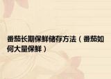 番茄长期保鲜储存方法（番茄如何大量保鲜）