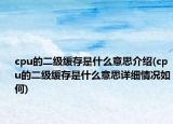 cpu的二级缓存是什么意思介绍(cpu的二级缓存是什么意思详细情况如何)
