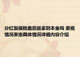 分红型保险最后能拿到本金吗 要视情况来定具体情况详细内容介绍