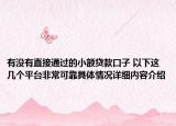 有没有直接通过的小额贷款口子 以下这几个平台非常可靠具体情况详细内容介绍