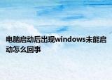 电脑启动后出现windows未能启动怎么回事