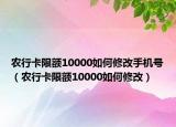 农行卡限额10000如何修改手机号（农行卡限额10000如何修改）