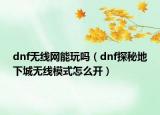 dnf无线网能玩吗（dnf探秘地下城无线模式怎么开）