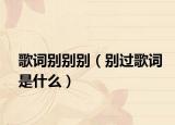歌词别别别（别过歌词是什么）